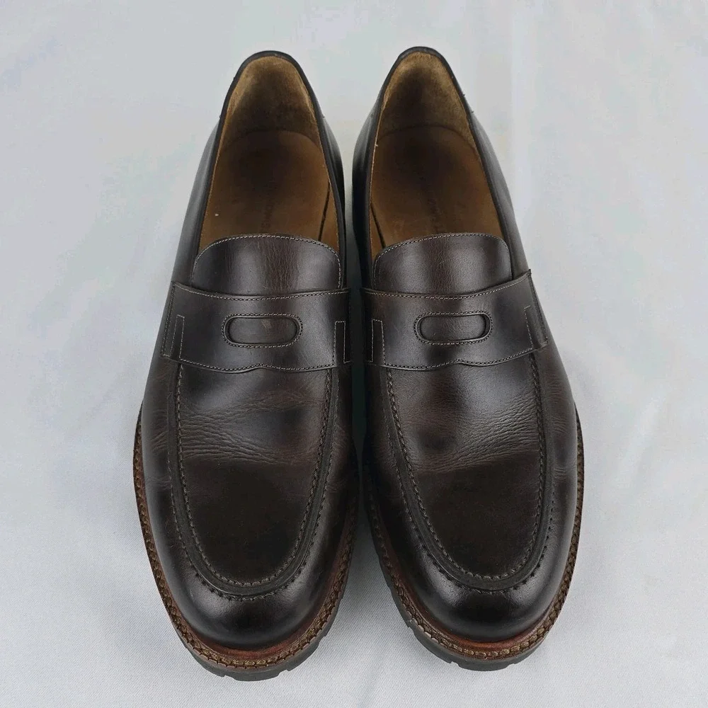 Beckett Simonon Fuentes Penny Loafers Mens 11.5 Brown Leather Lug Sole Shoes